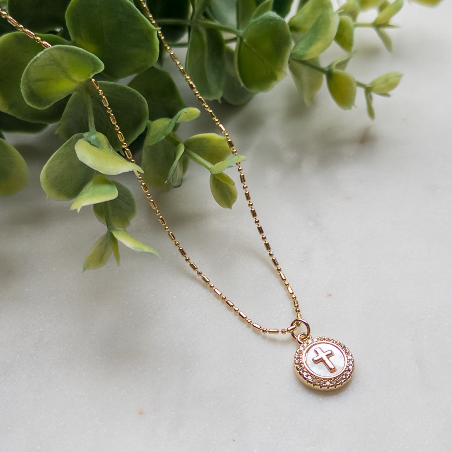 Dainty Halo Cross Medallion Necklace