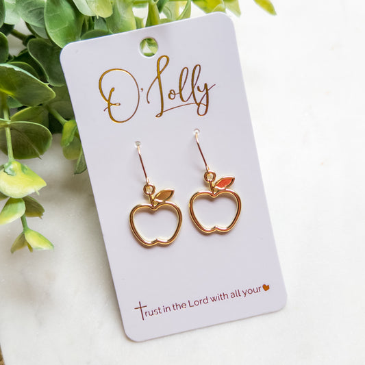Sweet Open Apple Charm Dangle Earrings