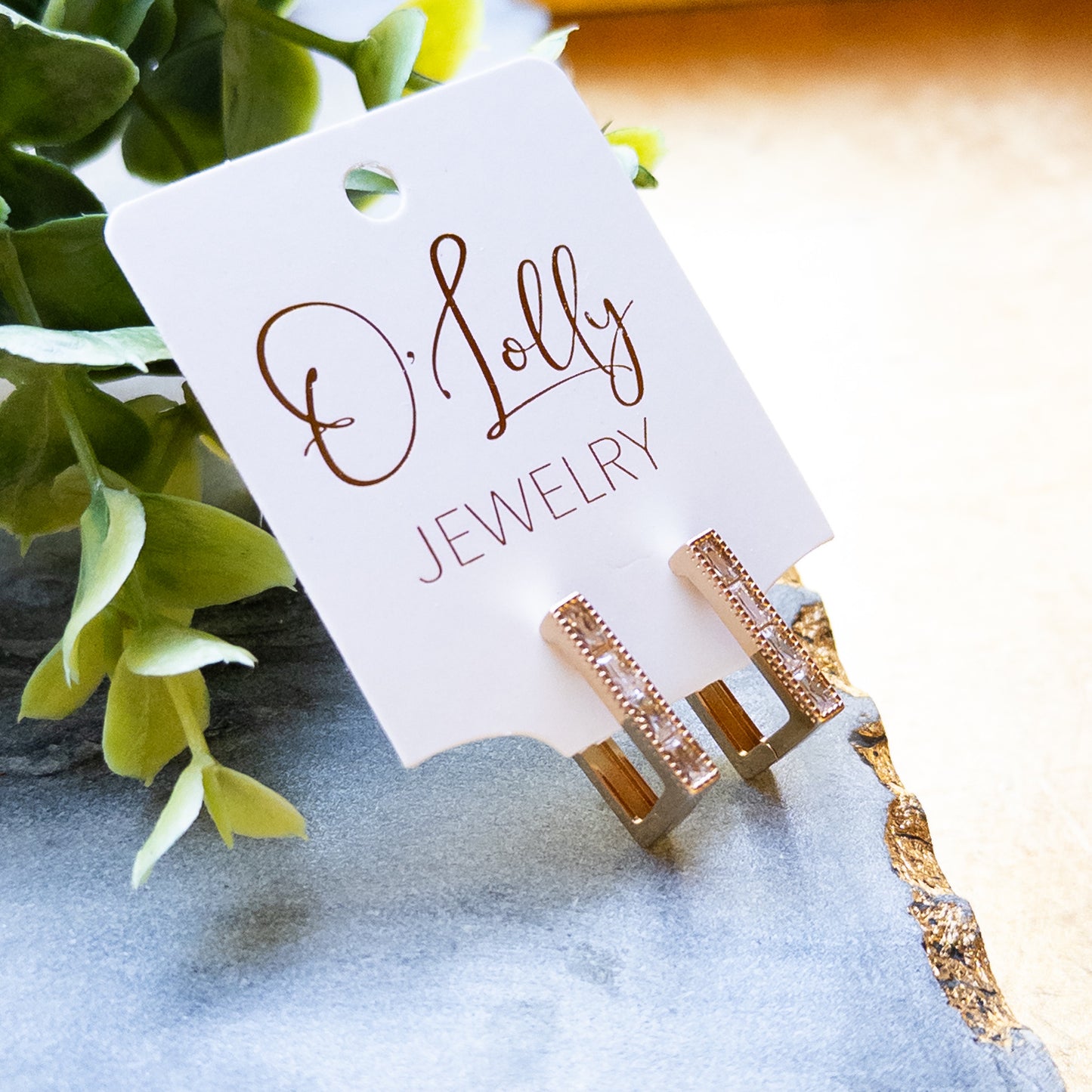 Gold Cubic Zirconia Huggie Earrings