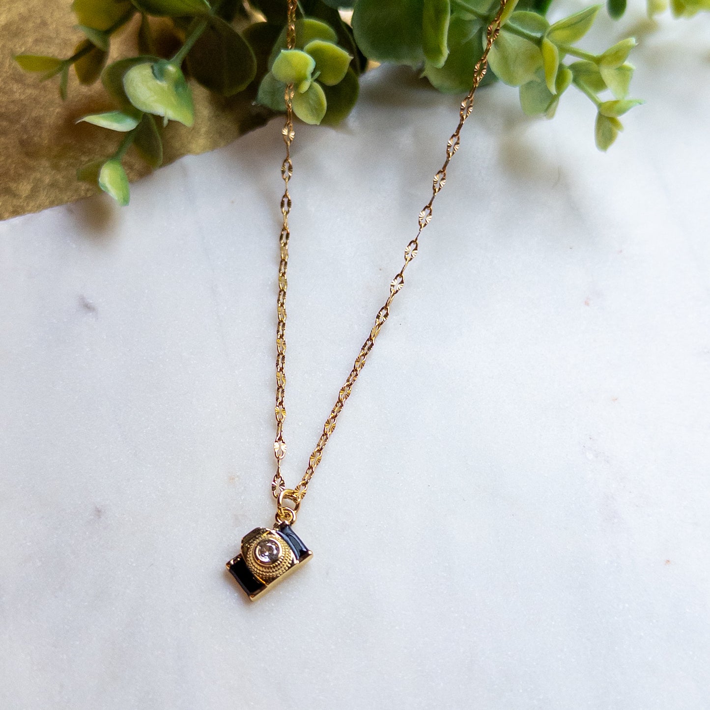 Golden Shutter Camera Pendant Necklace