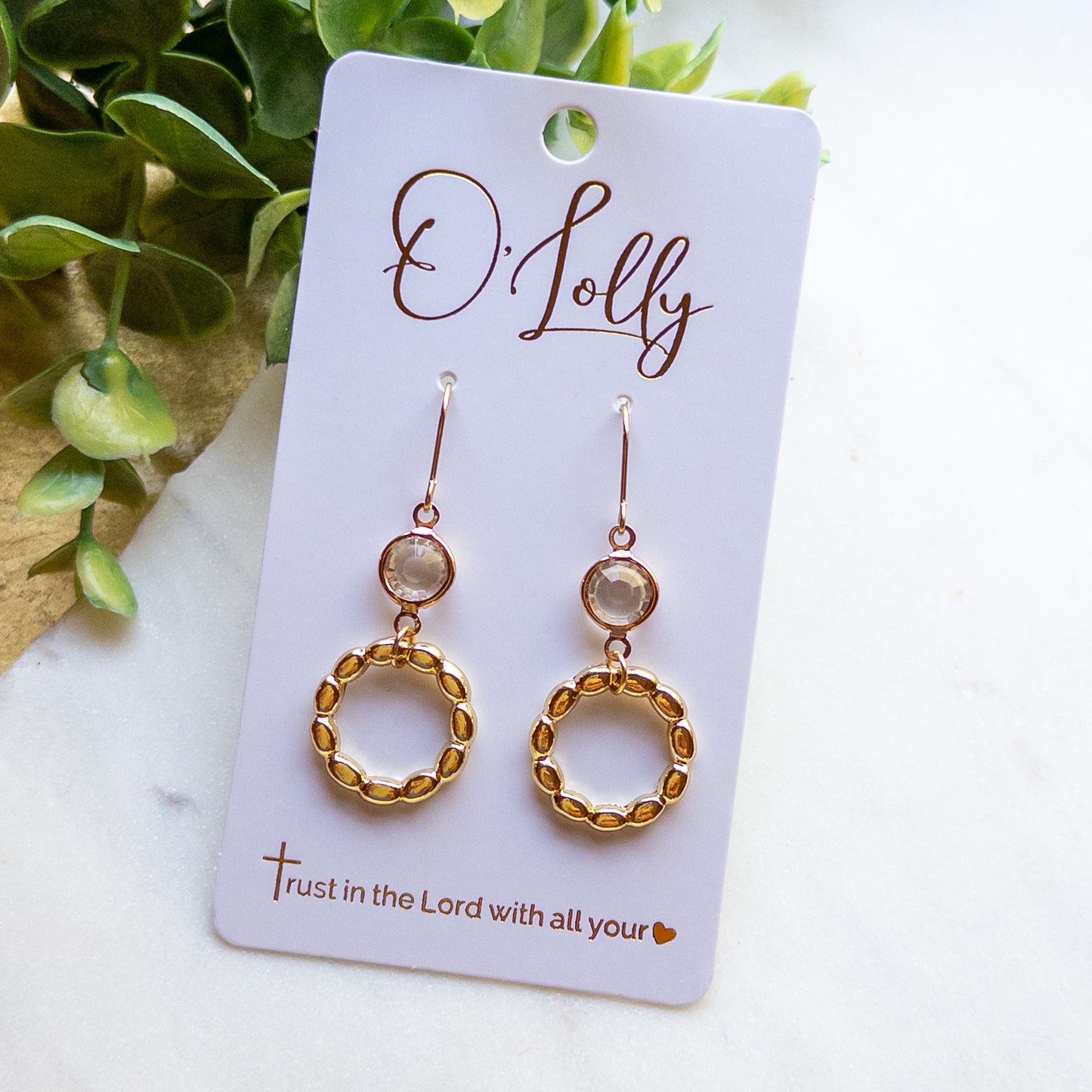 Faceted Crystal Beaded Circle Dangle Earrings – Gold Open Circle Earrings “Tracie”