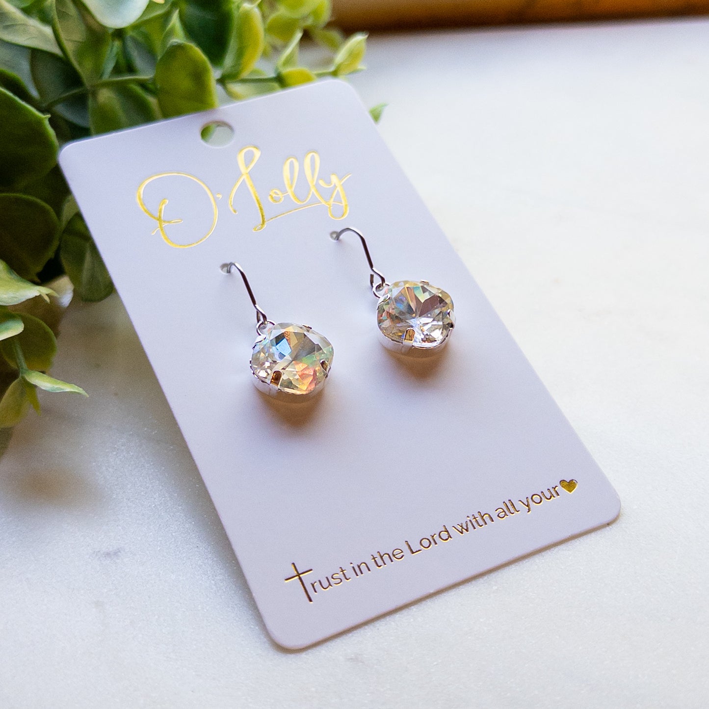 Silver Clear Crystal Dangle Earrings “Dove”