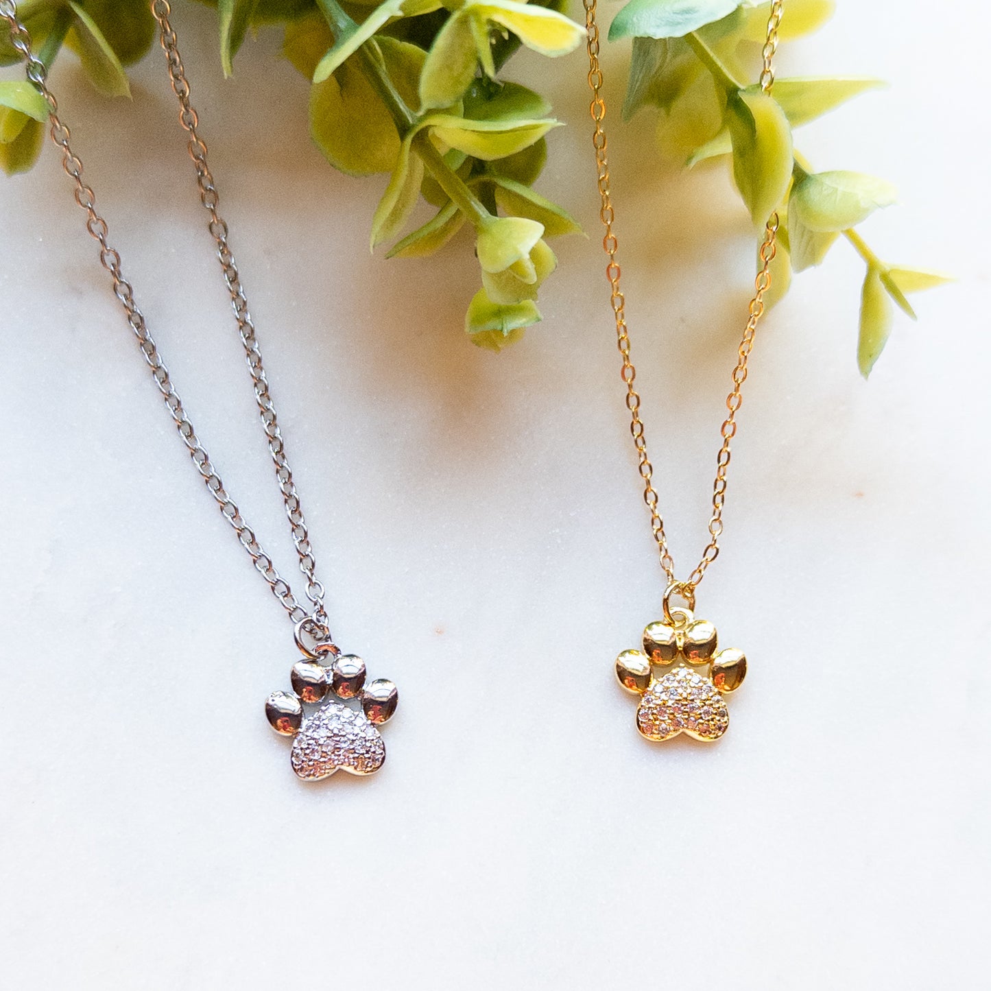 Rhinestone Paw Necklace