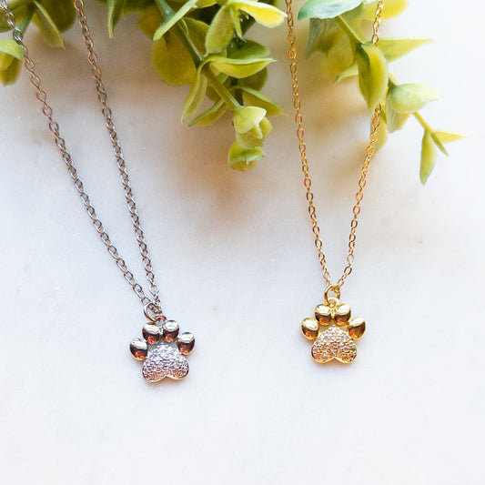 Rhinestone Paw Necklace