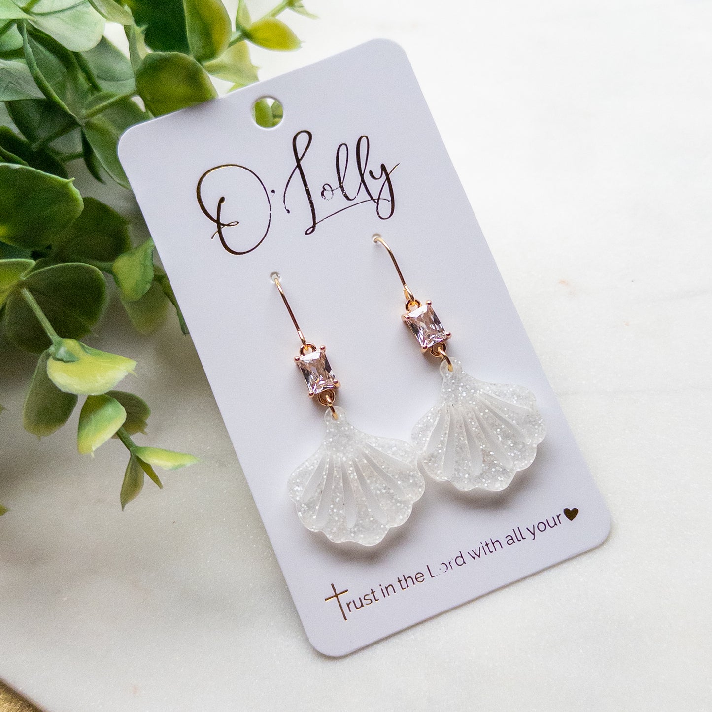 Iridescent Seashell Drop Earrings “Sealy”