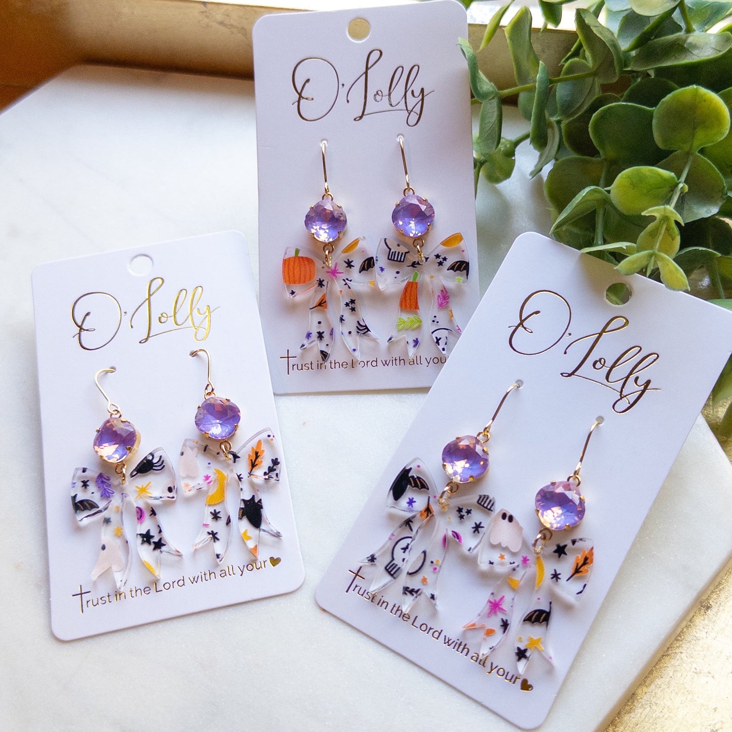 Halloween Bow Dangle Earrings