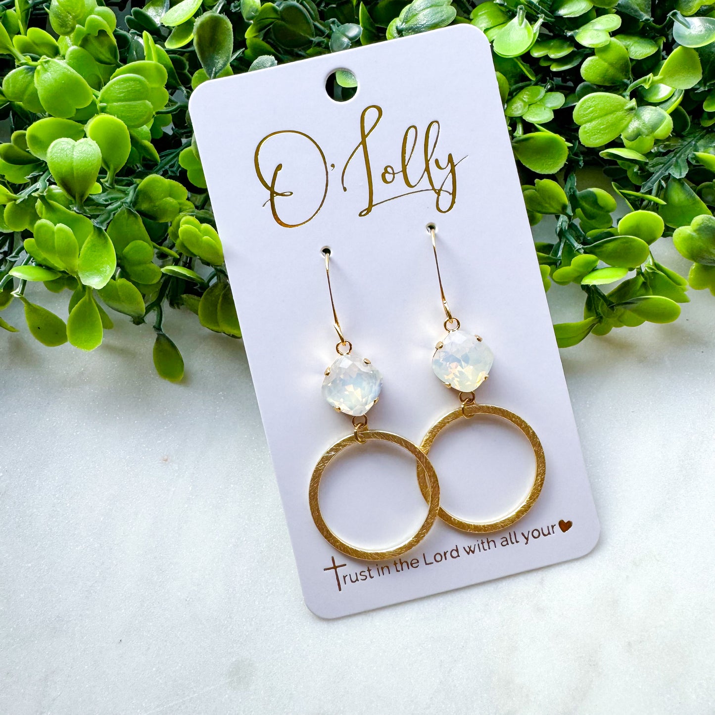 O’Lolly “Opal” Earrings - Opal Stone with Gold Hoop