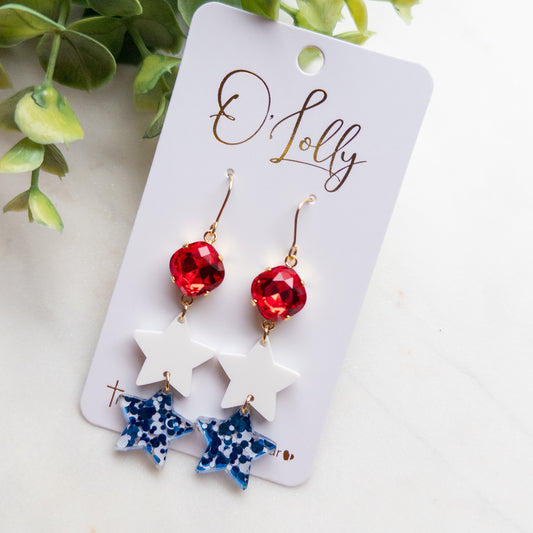 Patriotic Star Statement Earrings
