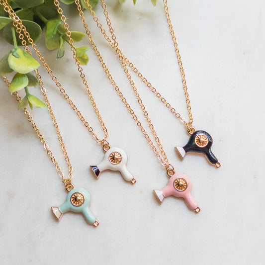 Mini Blow Dryer Charm Necklace
