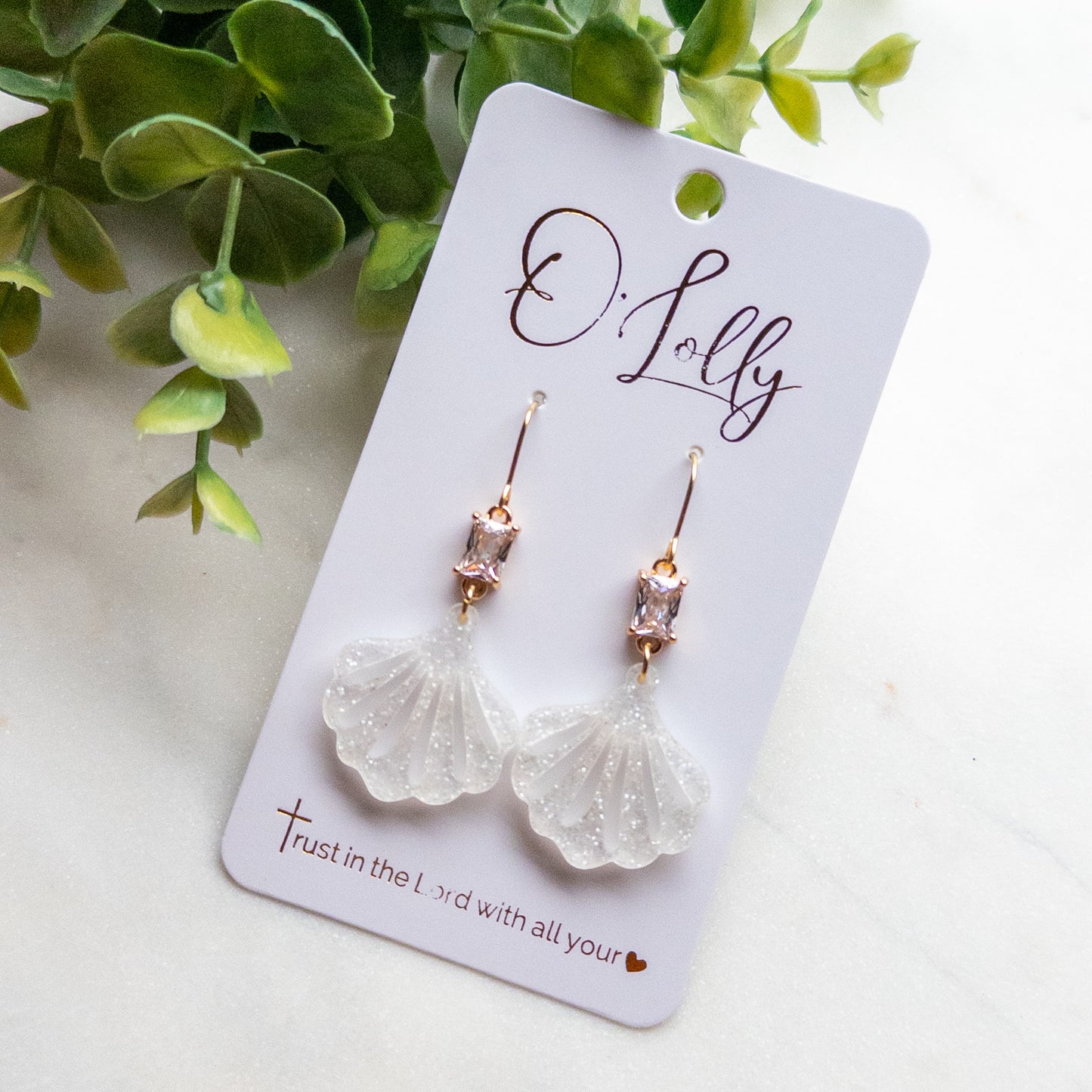 Iridescent Seashell Drop Earrings “Sealy”