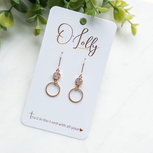 Petite Crystal Halo Circle Dangle Earrings “Elle”