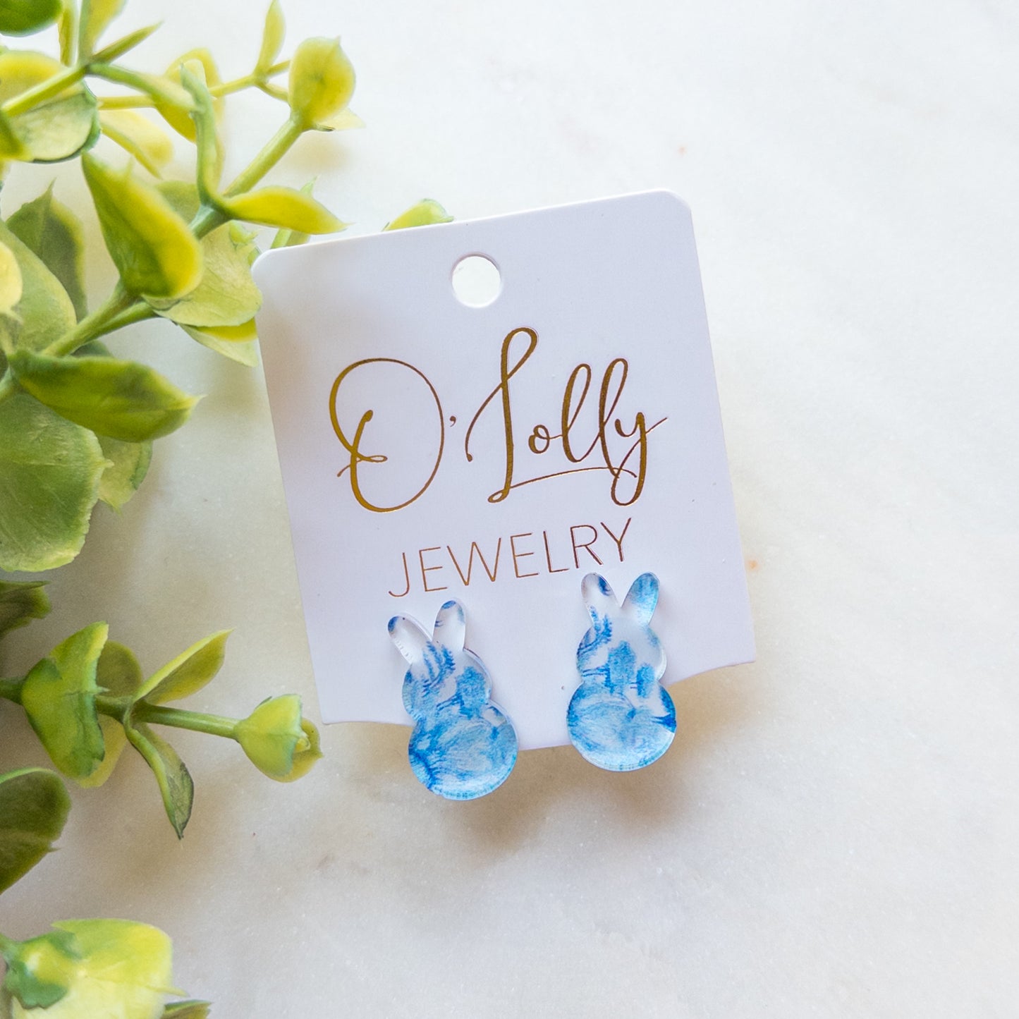 Blue & White Acrylic Stud Earrings