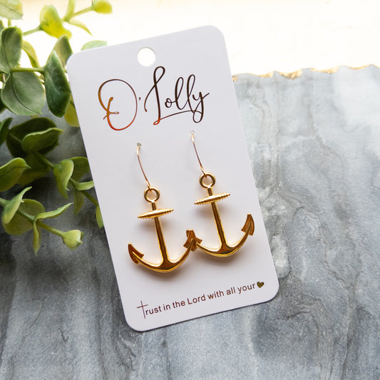 Gold Anchor Dangle Earrings (SALE)