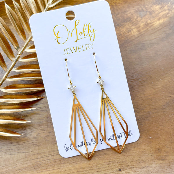 O’Lolly “Alyssa” Earrings- CZ w/Gold Dangle