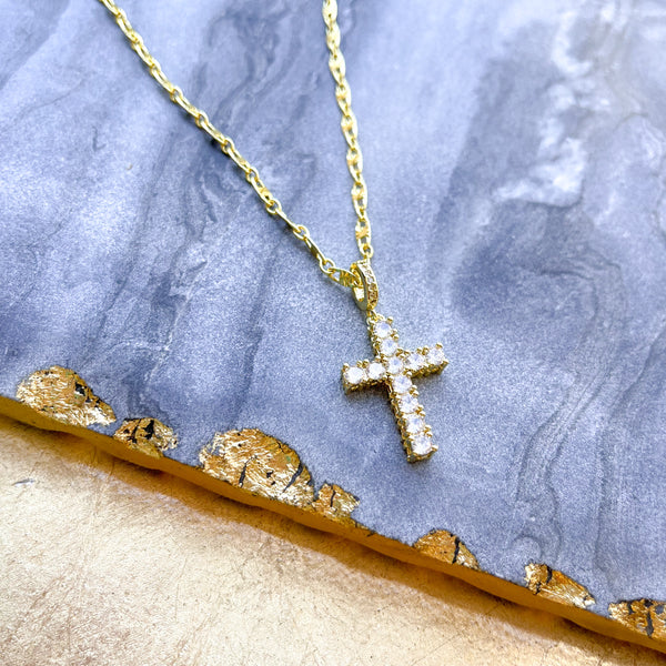 O’Lolly 18k Gold Plated Chain w/Chunky CZ Cross Pendant