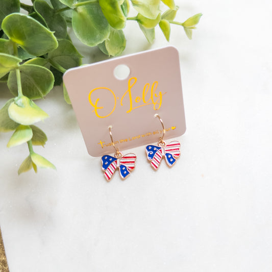 Patriotic Bow Dangle Earrings