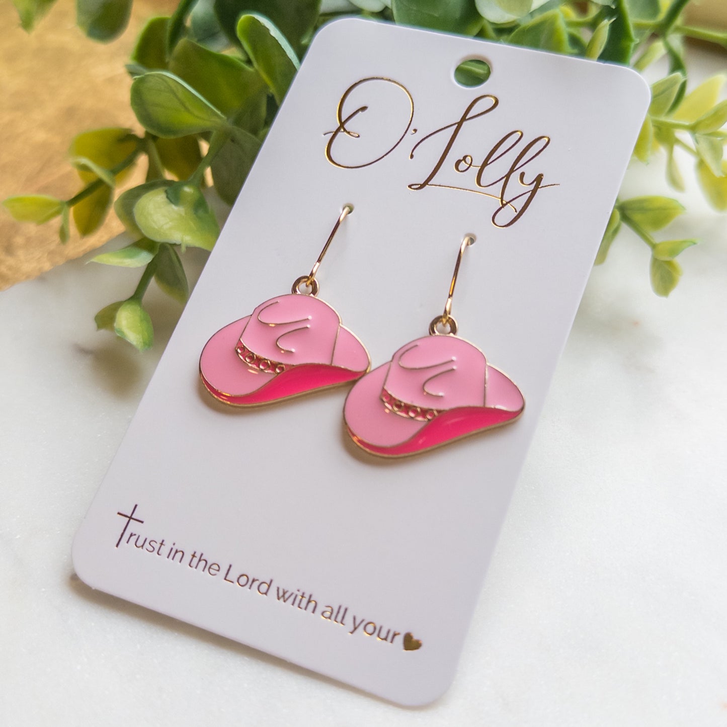 Pink Mini Cowboy Hat Earrings