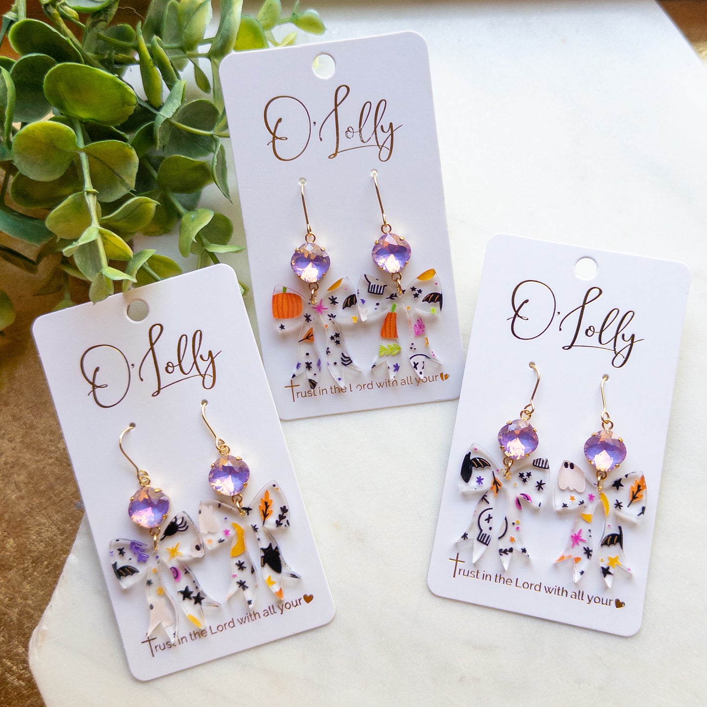 Halloween Bow Dangle Earrings