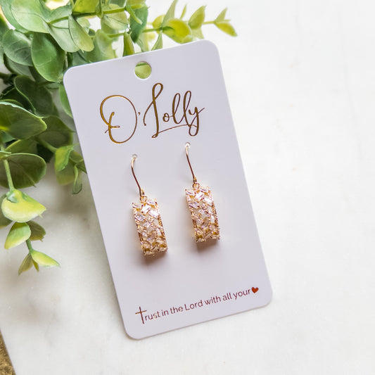 Golden Crystal Drop Earrings “Brooklyn”
