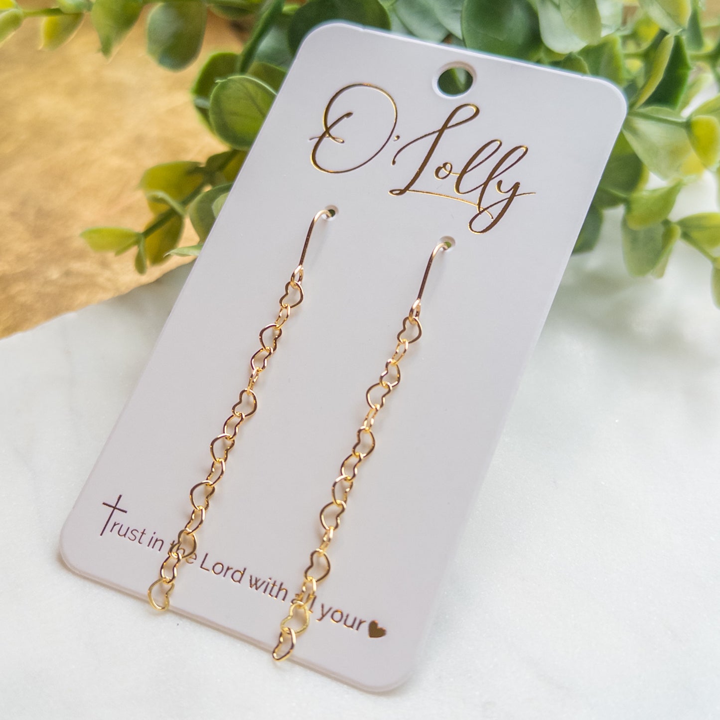 18k Gold Plated Heart Chain Earrings Style 10