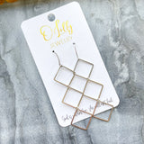 O’Lolly “Eden” Earrings - Platinum Plated Rhombus Dangles