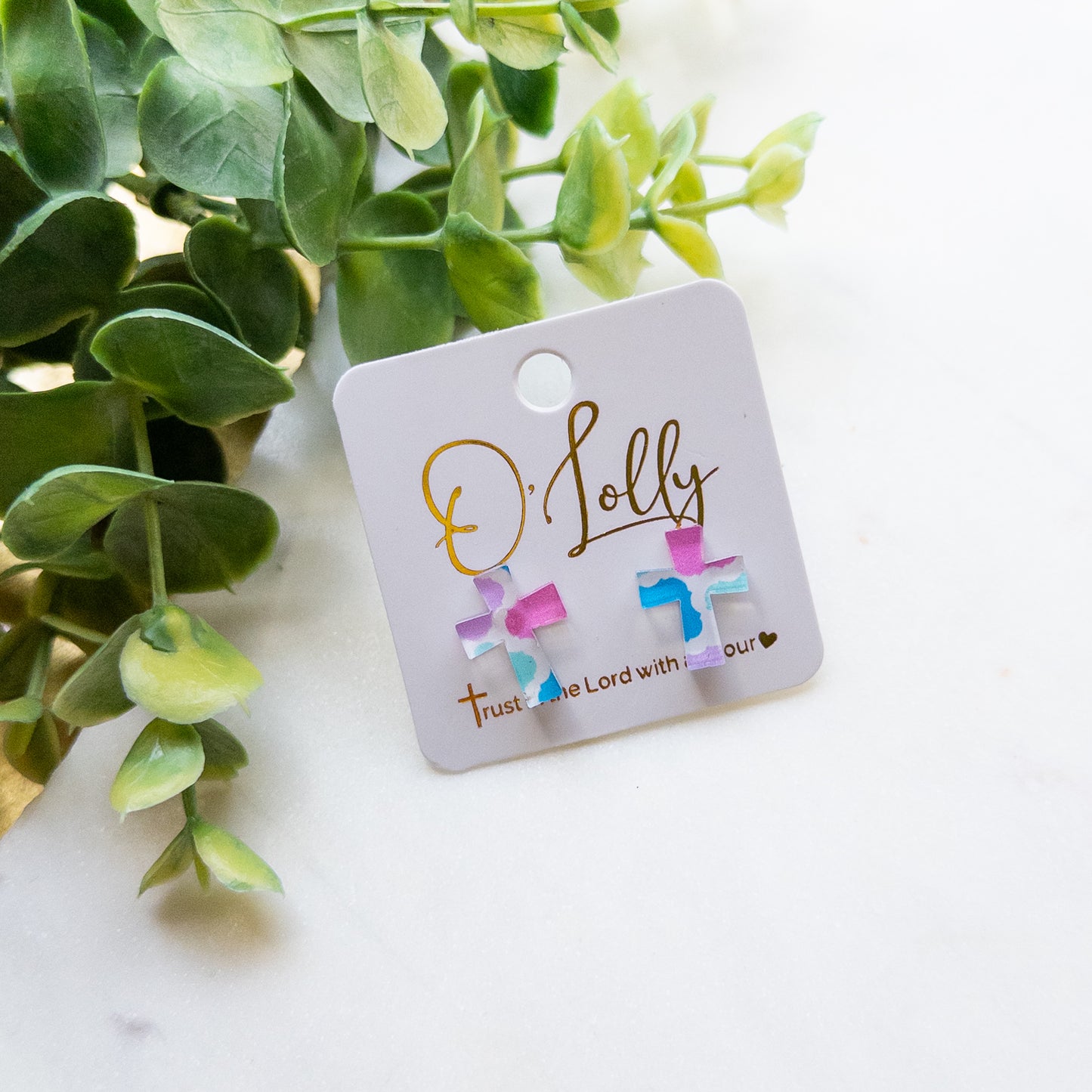 Colorful Cross Acrylic Stud Earrings