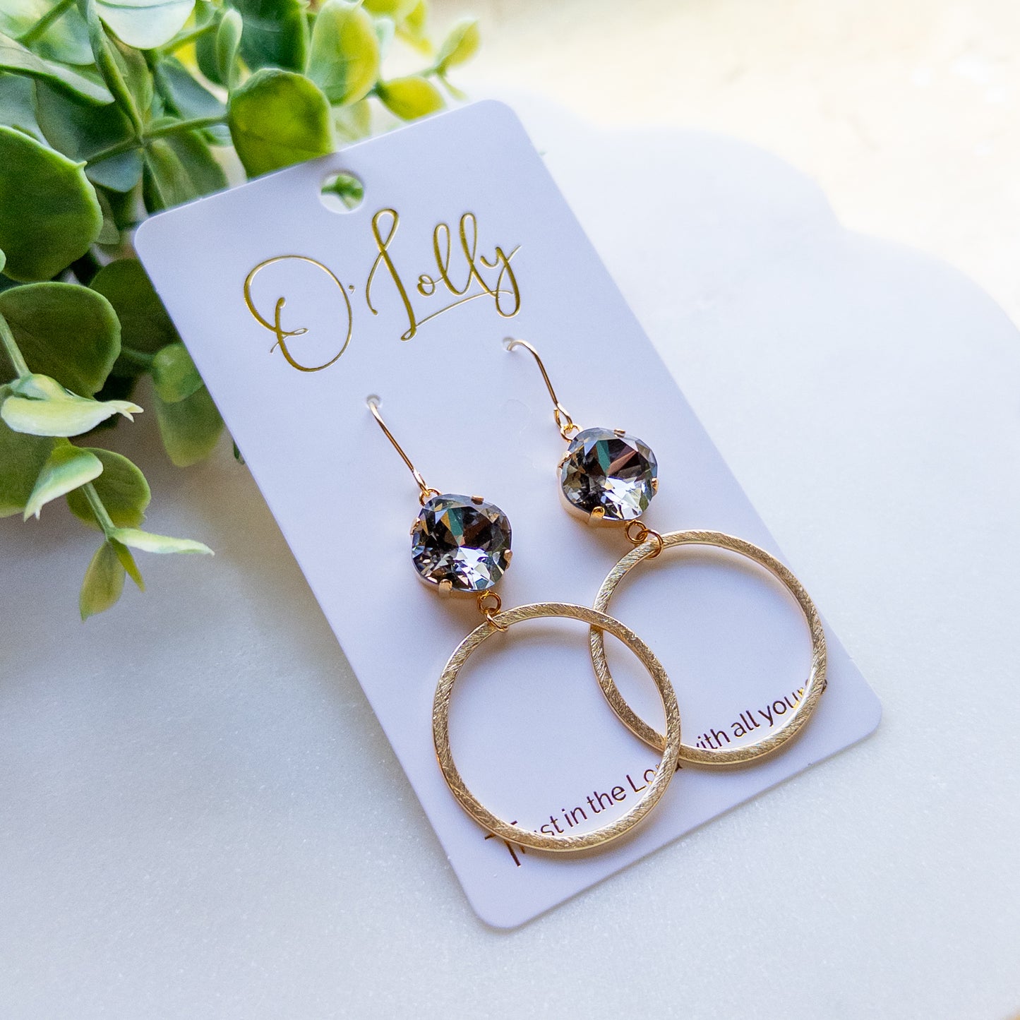 Sienna Crystal & Gold Hoop Drop Earrings