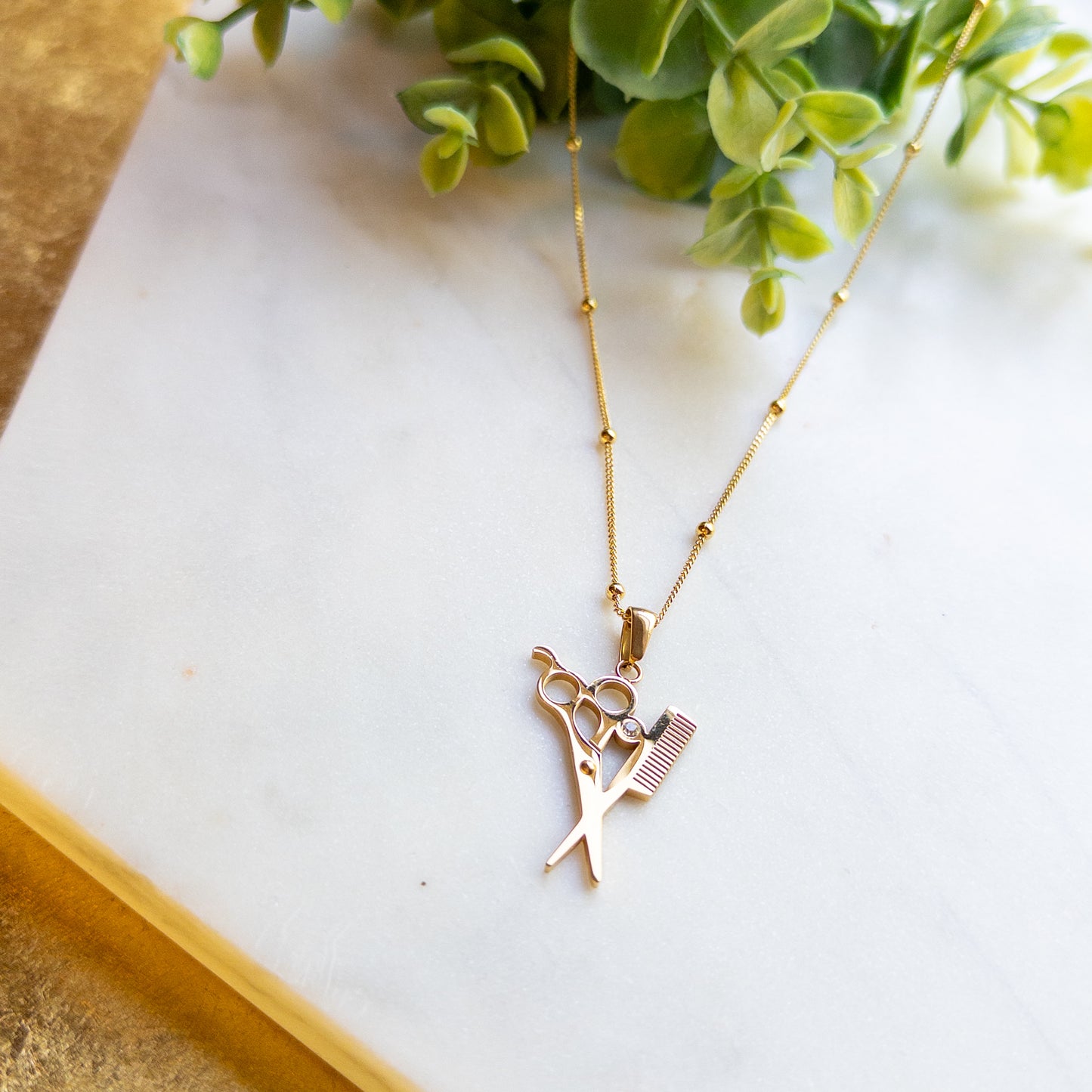 Gold Plated Hair Tools One Charm Necklace
