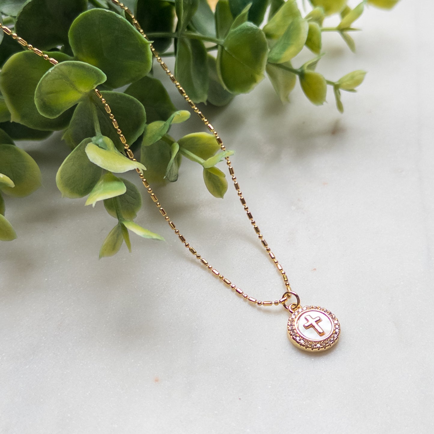 Dainty Halo Cross Medallion Necklace