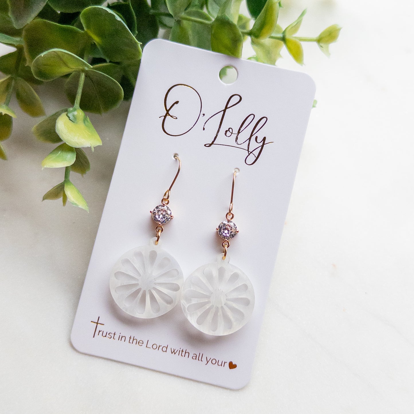 Frosted Sand Dollar Drop Earrings