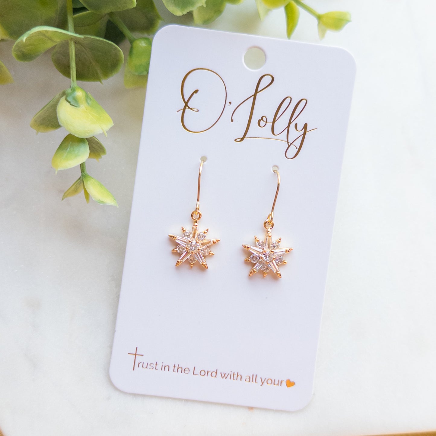 Cubic Zirconia Flower Earrings