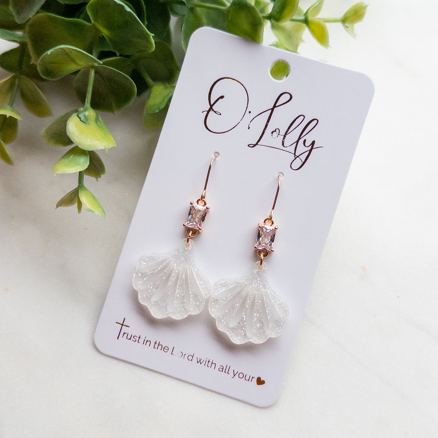 Iridescent Seashell Drop Earrings “Sealy”