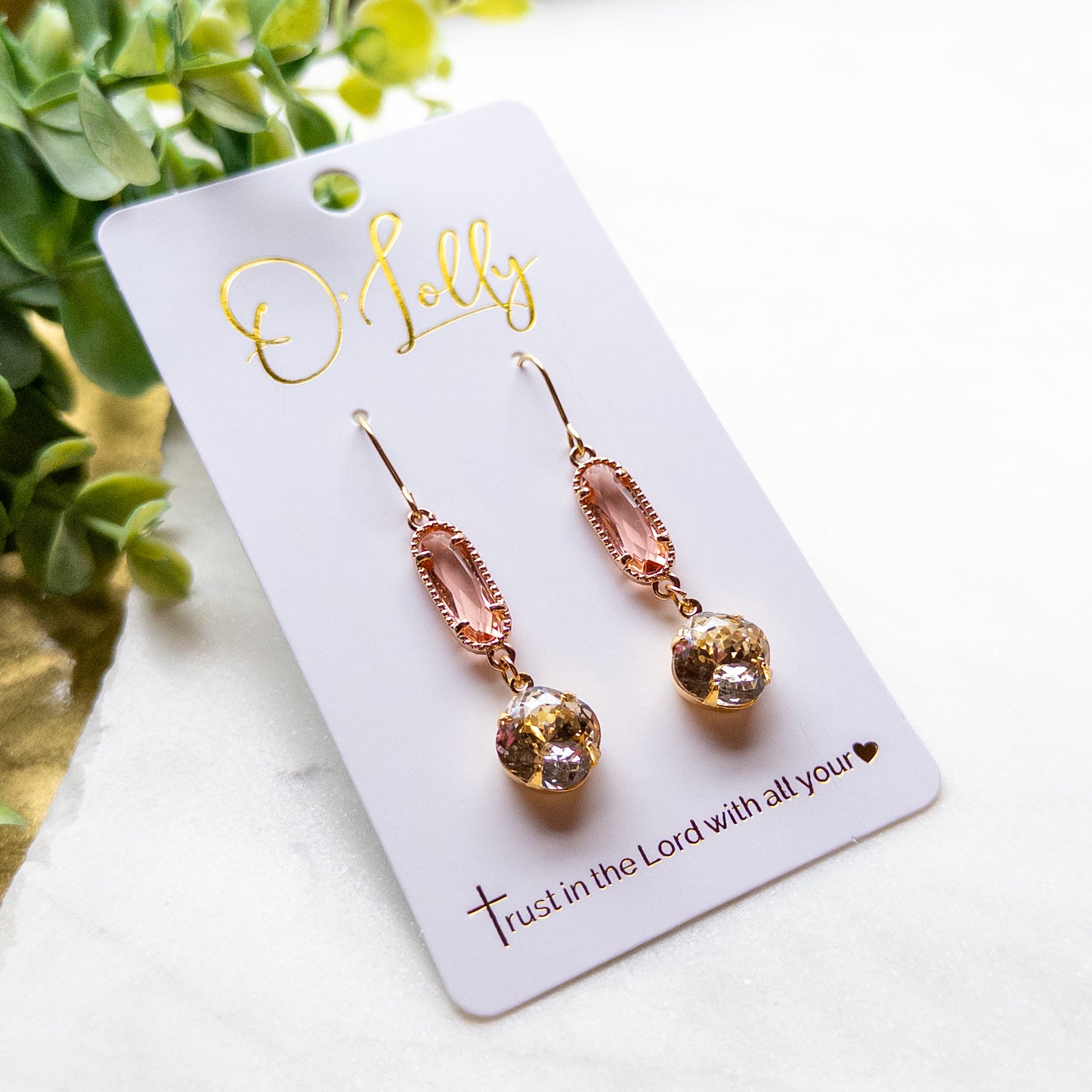 Blush Crystal Dangle Earrings