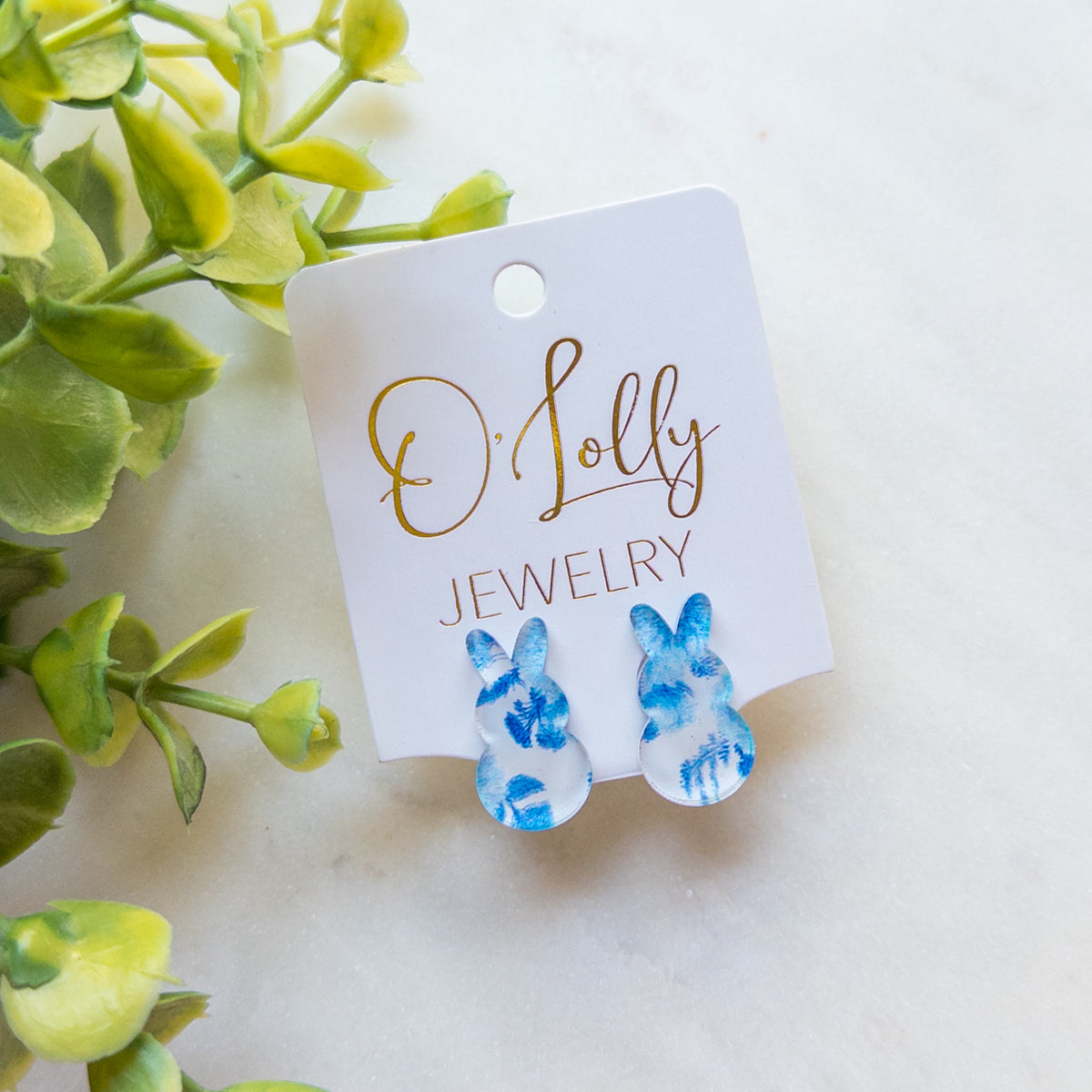Blue & White Acrylic Stud Earrings