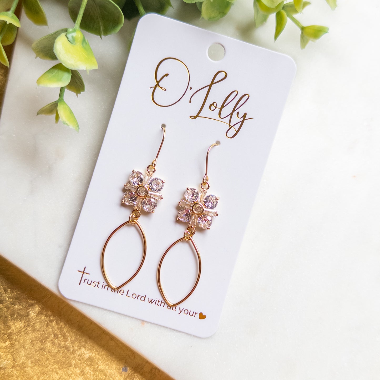 Blossom Sparkle Oval Drop Earrings