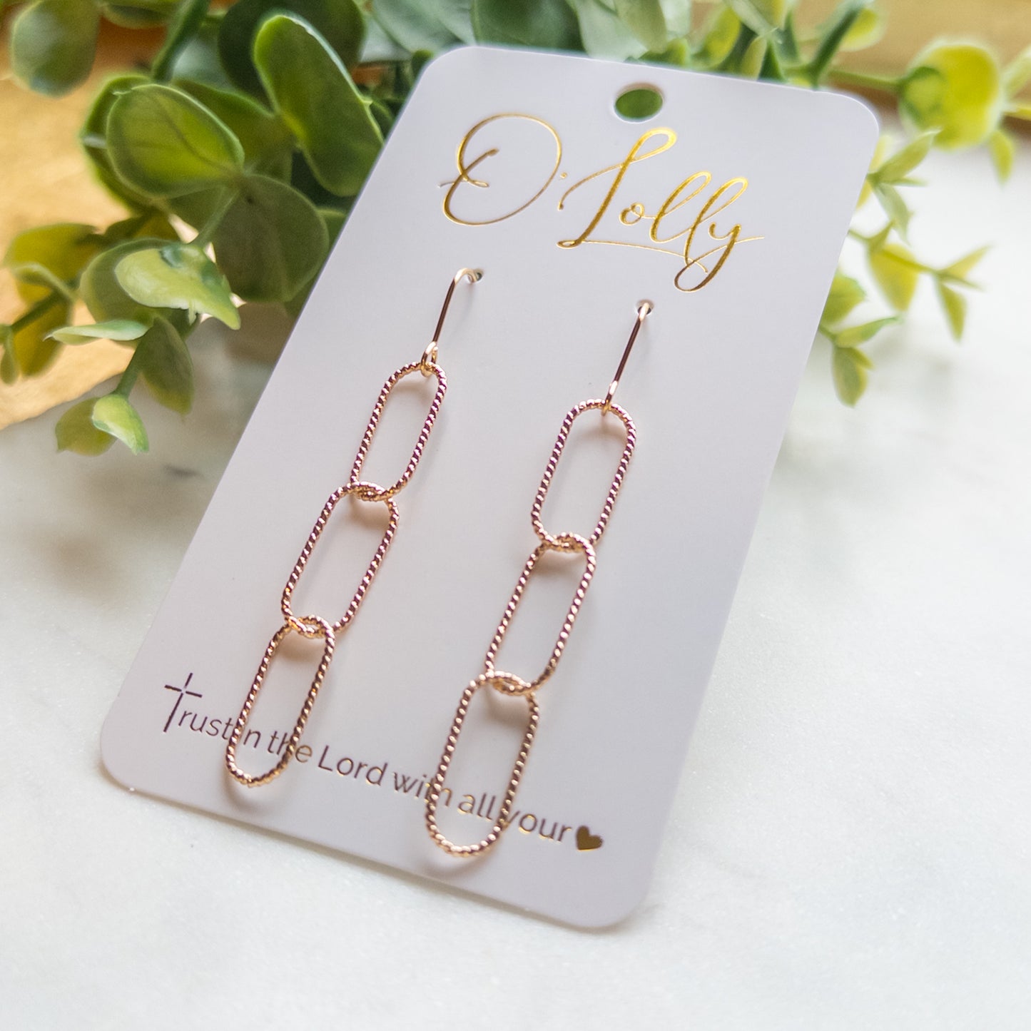 18k Gold Plated Textured Chain Earrings Style 9