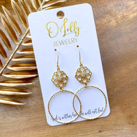 O’Lolly “Kimberly” Earrings- Gold Flower CZ w/Sparkle Hoop