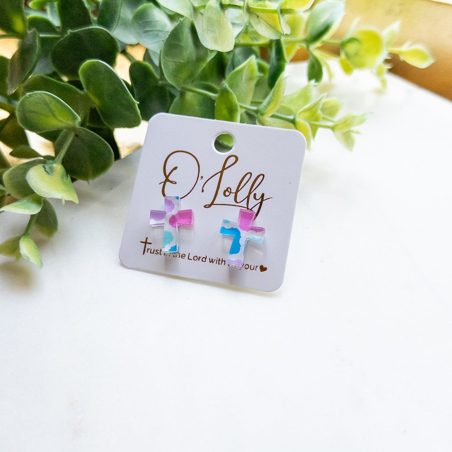 Colorful Cross Acrylic Stud Earrings