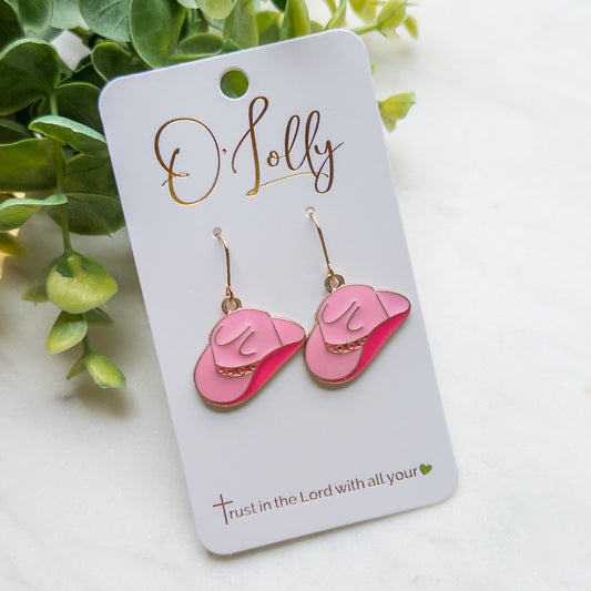 Pink Mini Cowboy Hat Earrings
