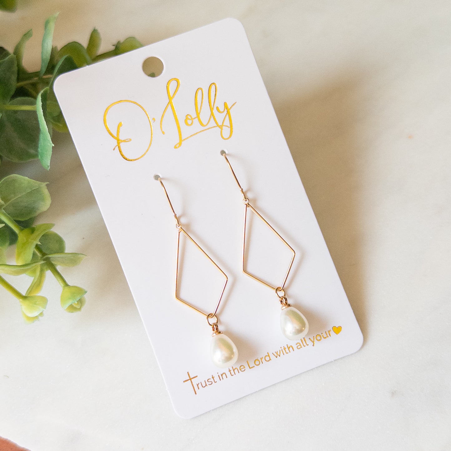 Pearl Geo Drop Earrings “Jillian”