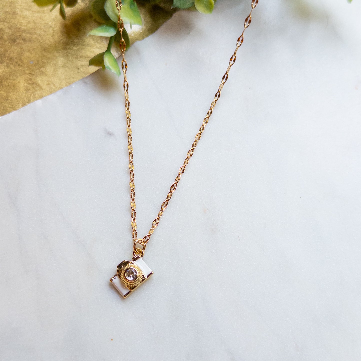 Golden Shutter Camera Pendant Necklace