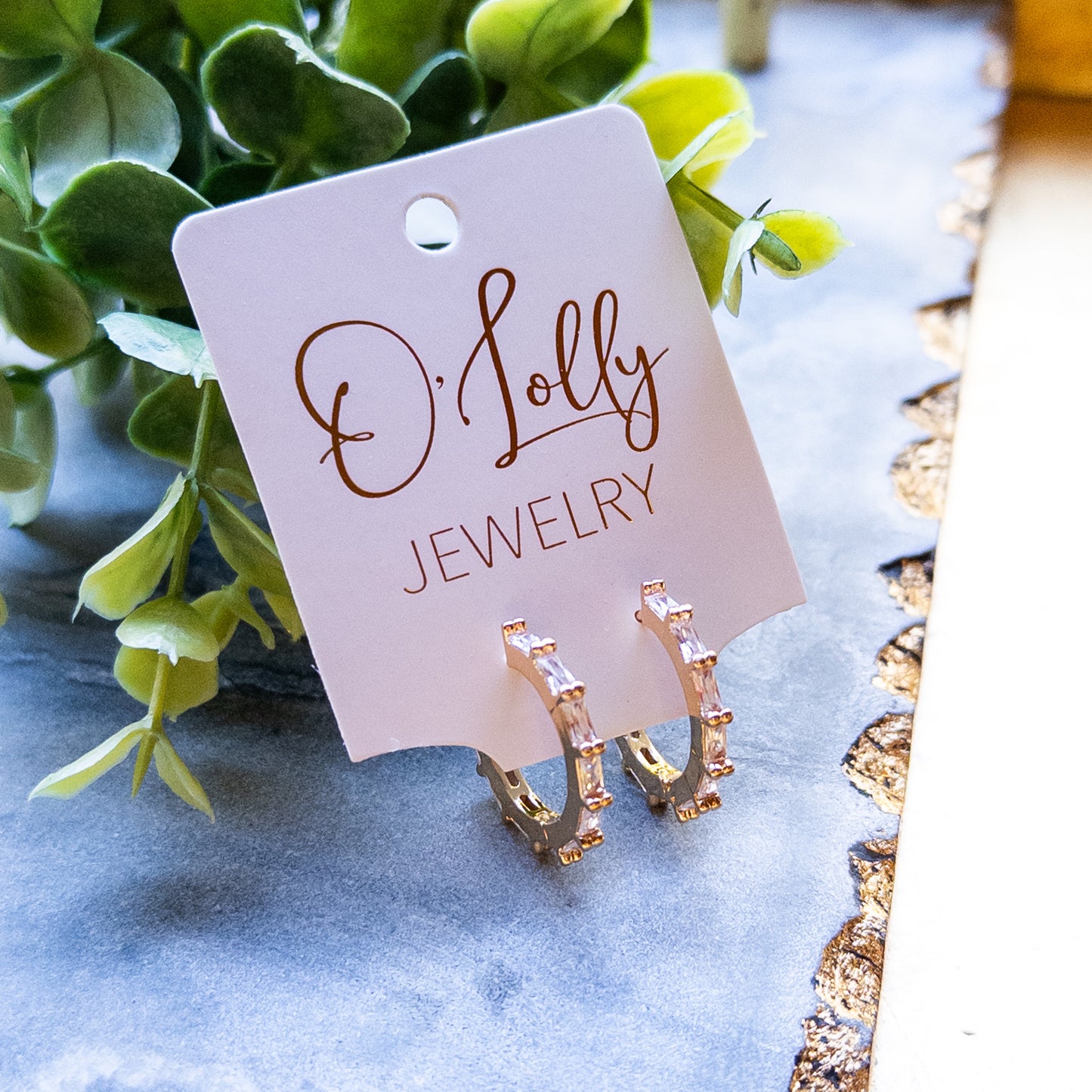 Gold Cubic Zirconia Huggie Earrings