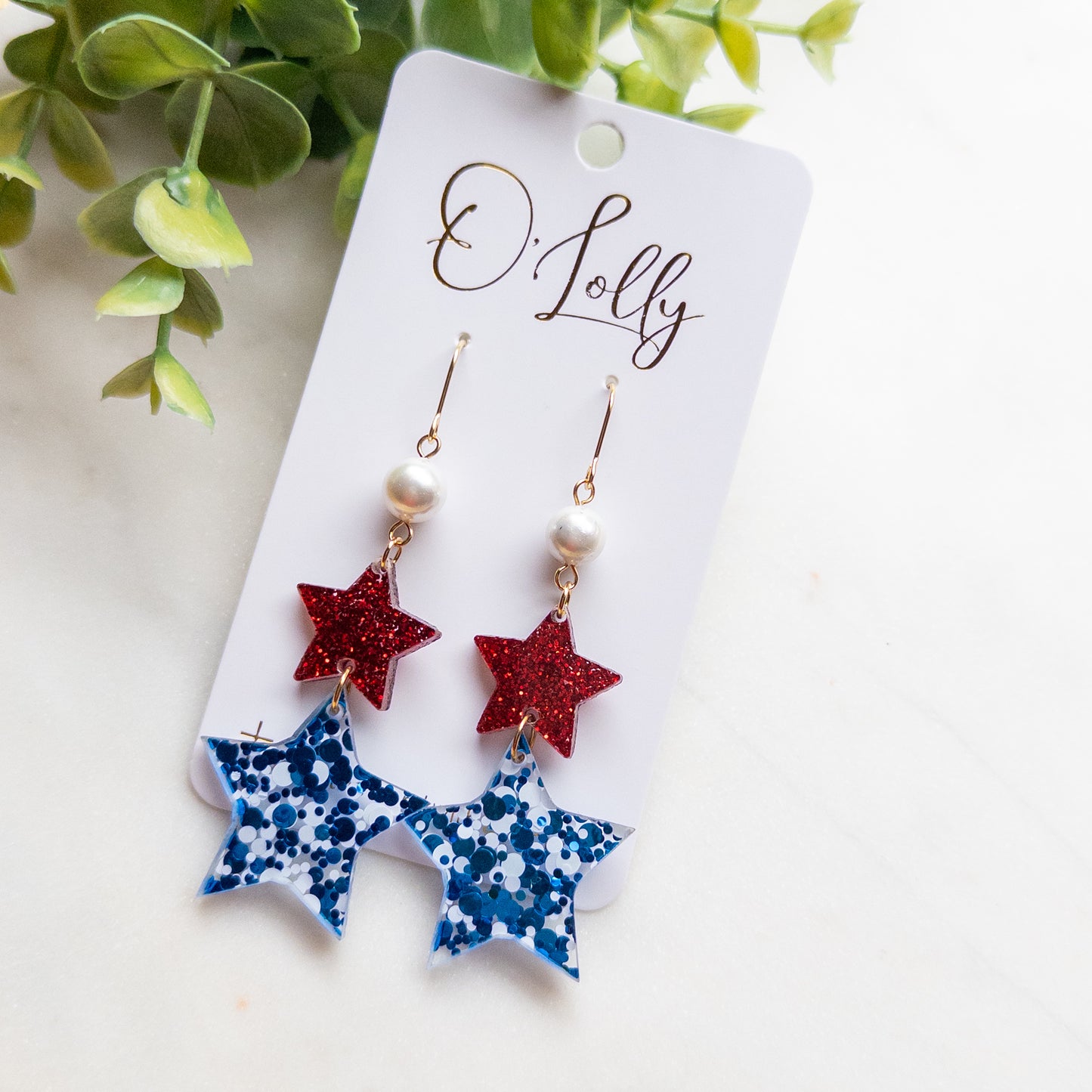 Statement Patriotic Star Drop Earrings