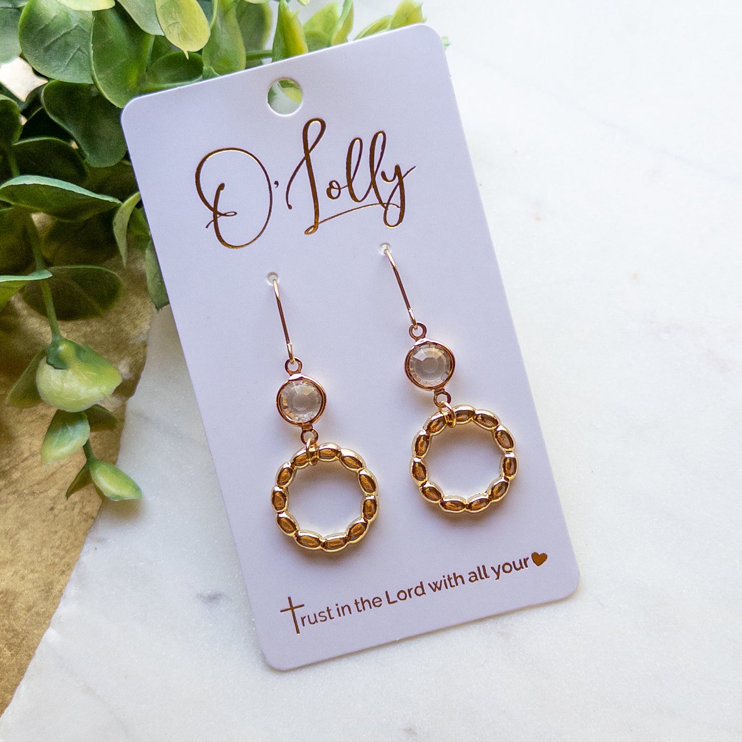 Faceted Crystal Beaded Circle Dangle Earrings – Gold Open Circle Earrings “Tracie”