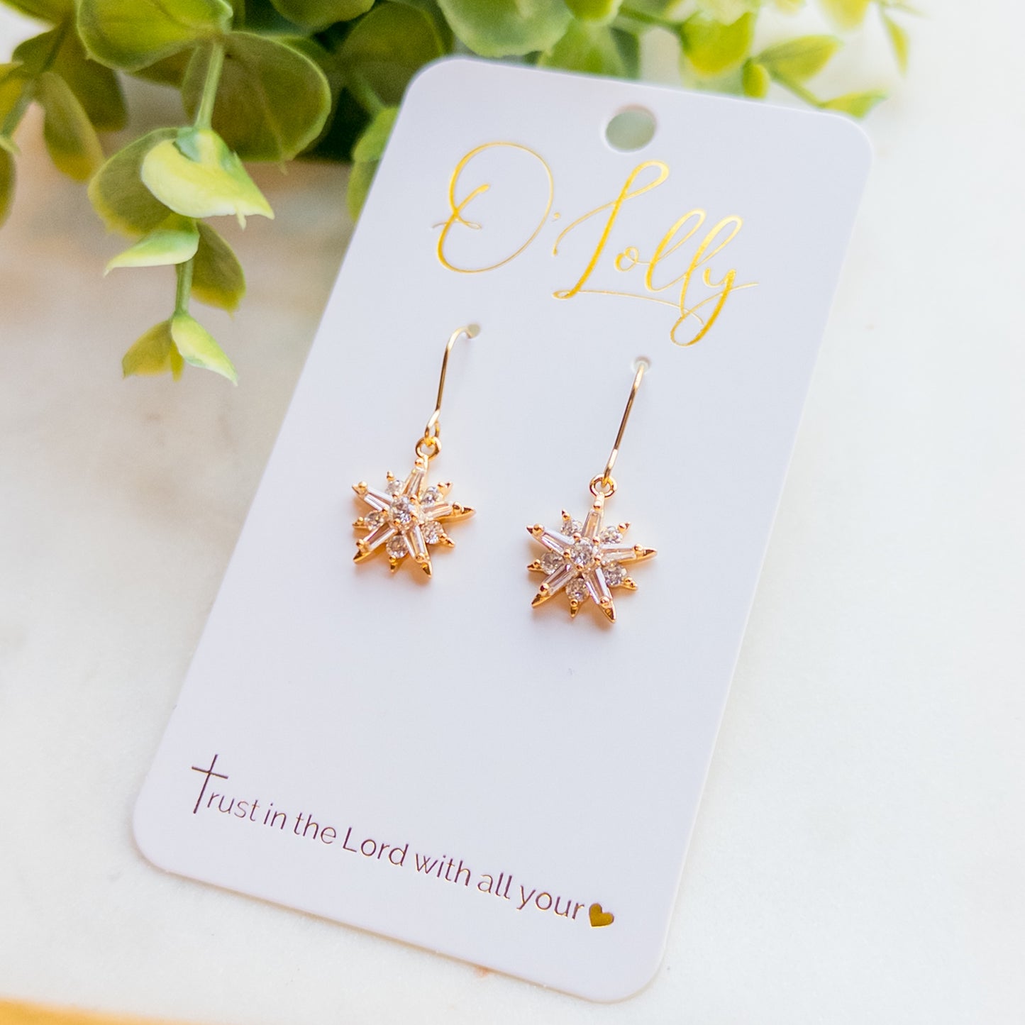 Cubic Zirconia Flower Earrings