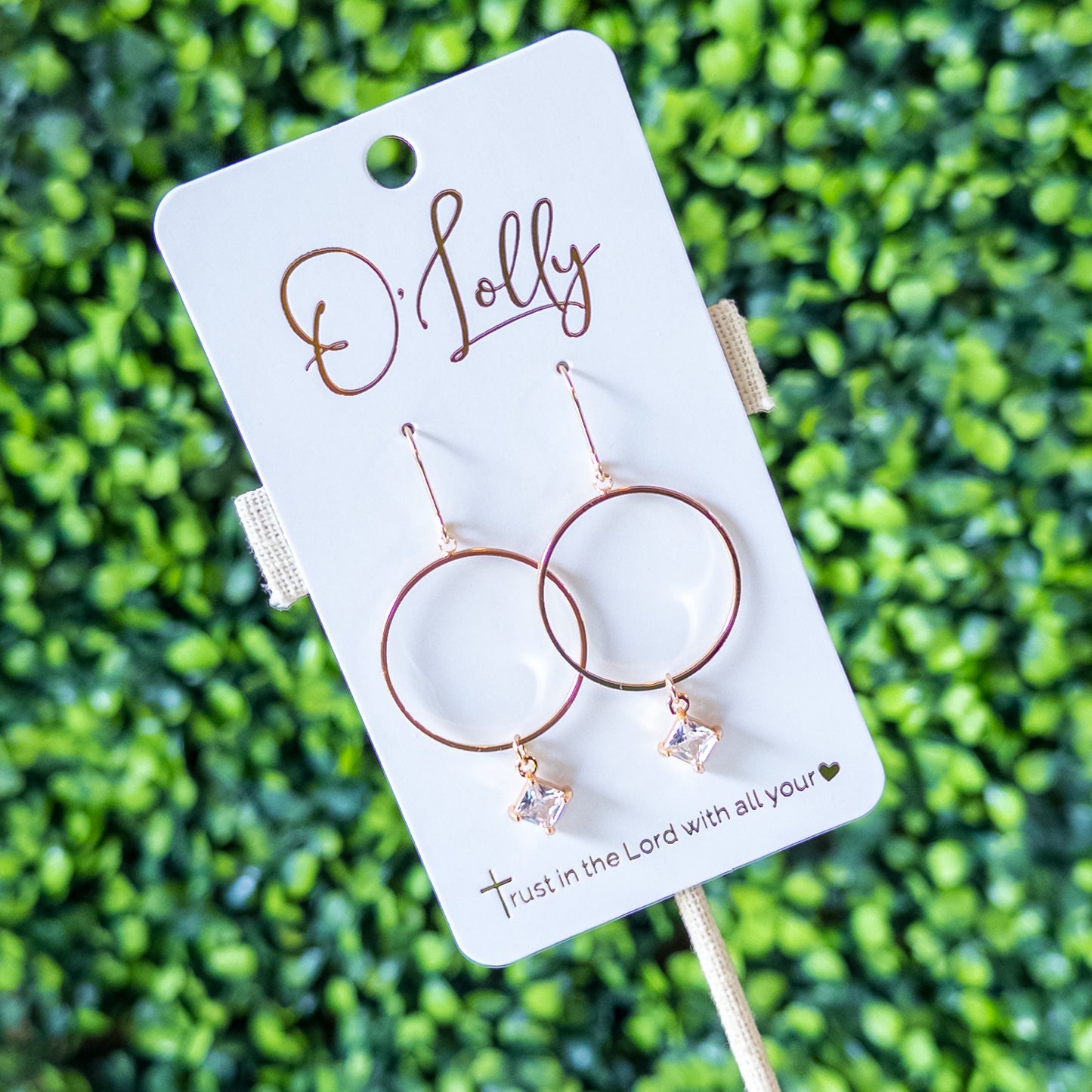 Gold Hoop Crystal Drop Earrings “Lesley”
