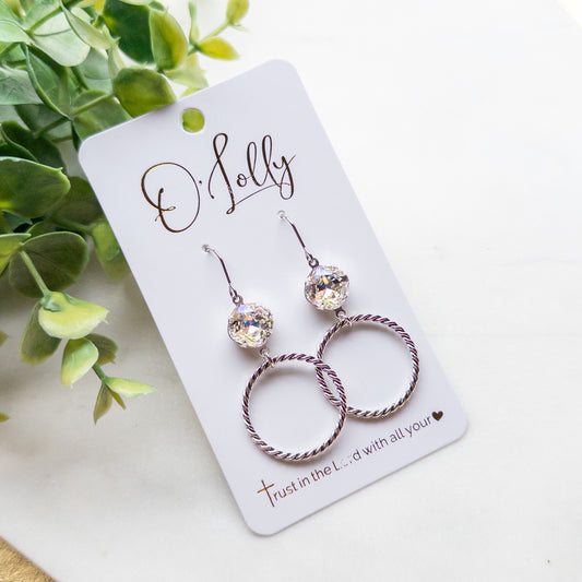 Crystal Twist Hoop Drop Earrings “Davy”