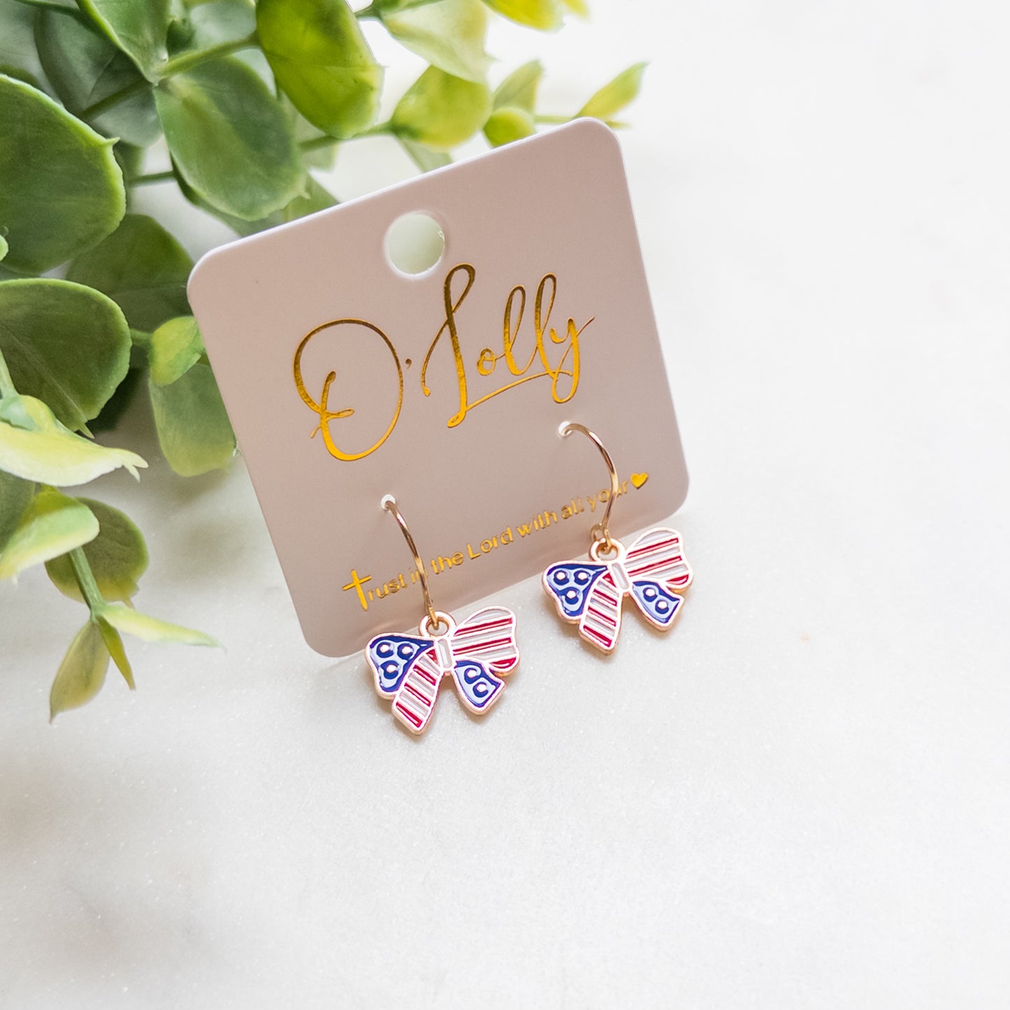 Patriotic Bow Dangle Earrings