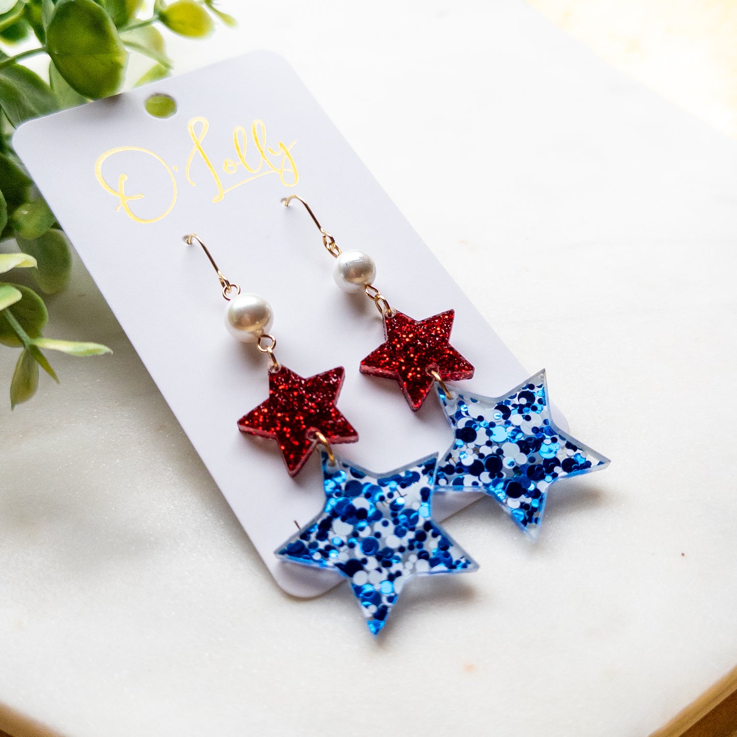 Statement Patriotic Star Drop Earrings
