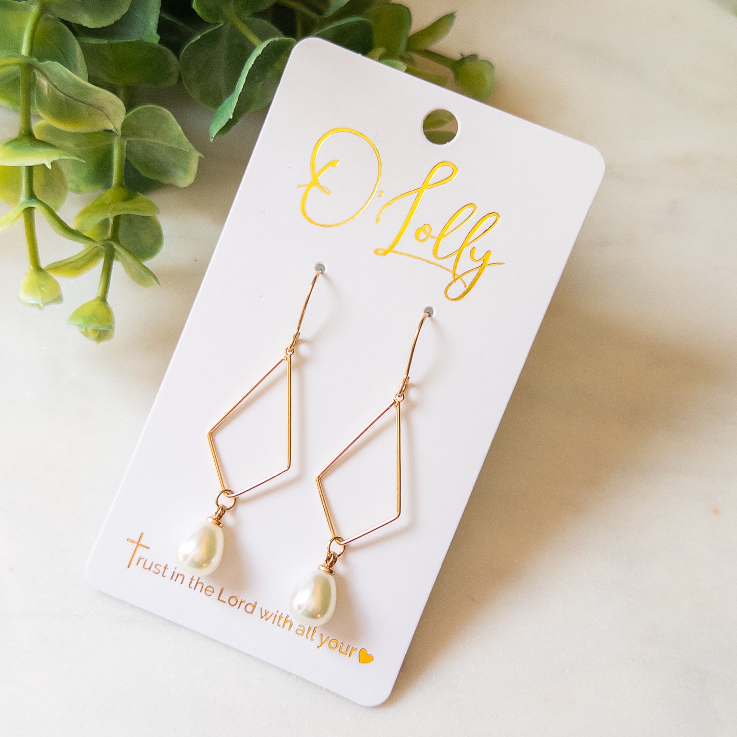 Pearl Geo Drop Earrings “Jillian”